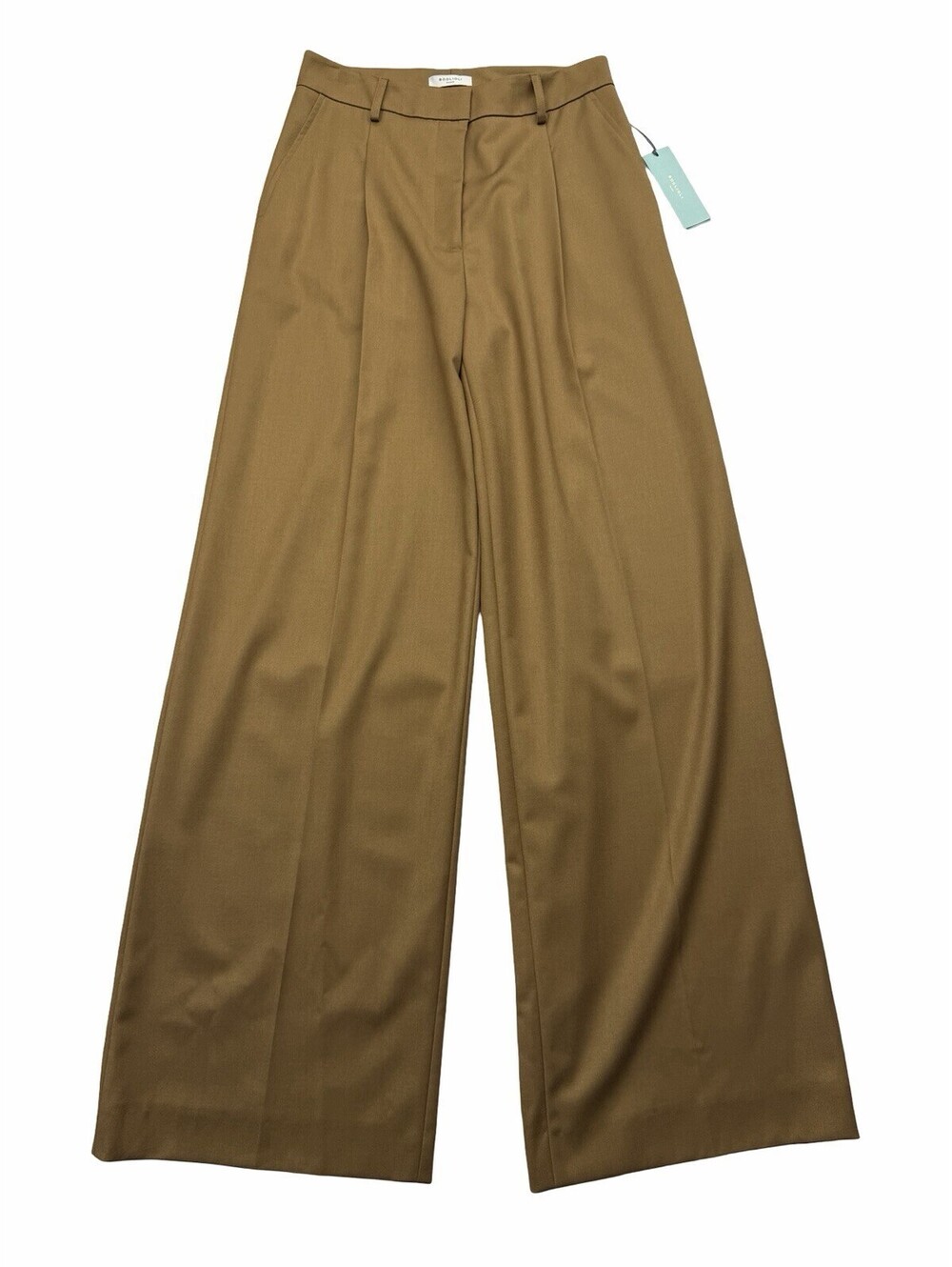 Boglioli Women's Wide Leg Pleated Trousers Camel Brown Size IT 38 | US 2